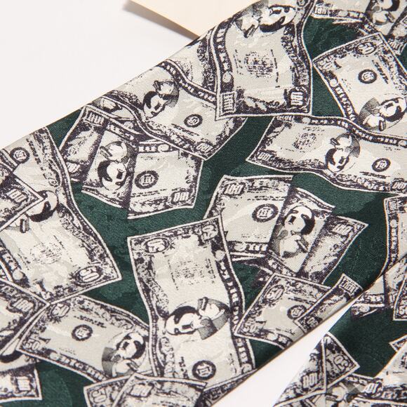 NEW Big Dogs Novelty Silk Money Print Tie  4.25" x 59" - Picture 4 of 6
